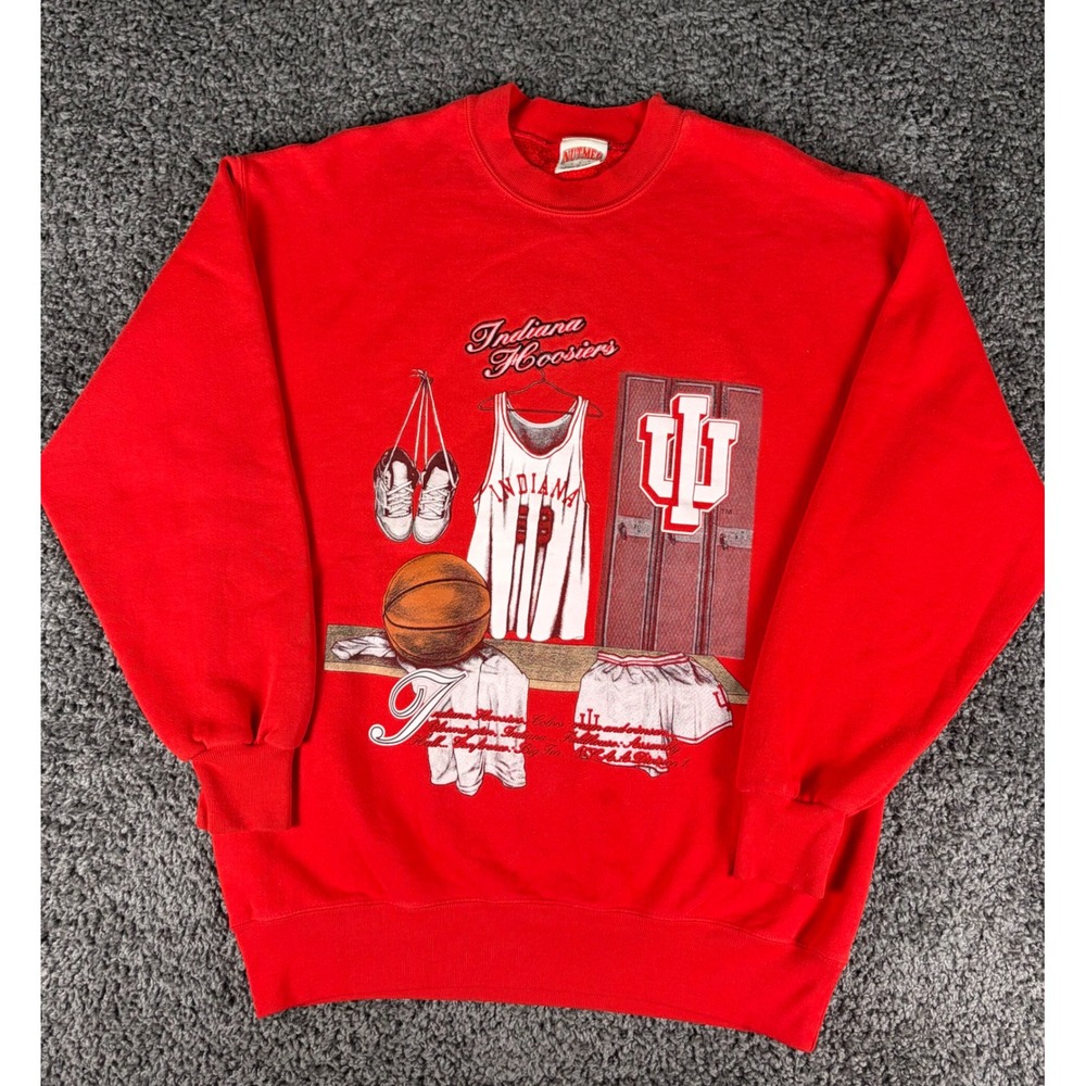 Vintage 90s Nutmeg Mills Indiana Hoosiers Sweatshirt XL Red NCAA Basketball USA